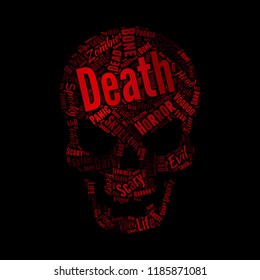 Horror words combine to be red skull, Halloween and T-shirt printing concept, vector art and illustration.