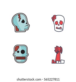 Horror Zombie Icon Logo Vector Set Element