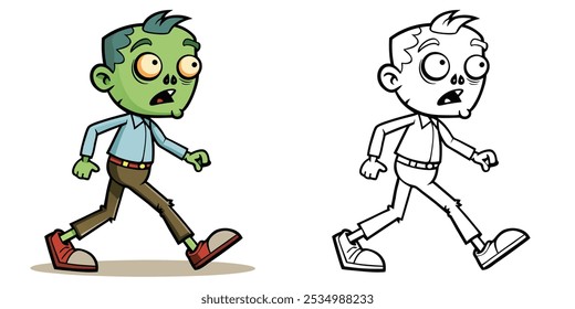 Horror Zombie Walking Dibujos Animados Para Colorear Para Niños