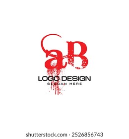 Horror-style initial alphabet logo design with uppercase and lowercase letters. Vector Stock Illustration