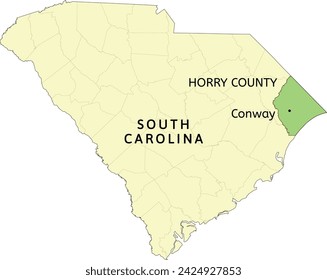 Horry County and city of Conway location on South Carolina state map