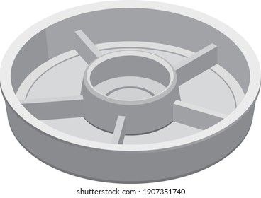 Hors d'oeuvre plate with dividers.Isometric colorful illustration.
