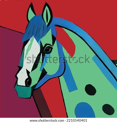 Horse abstract Colorful painting like Picasso 
