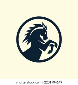 horse abstract logo icon in circle. Horse head silhouette design vector logo icon in circle.