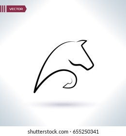 Horse abstract logo. Vector illustration. Monochrome. Linear style.