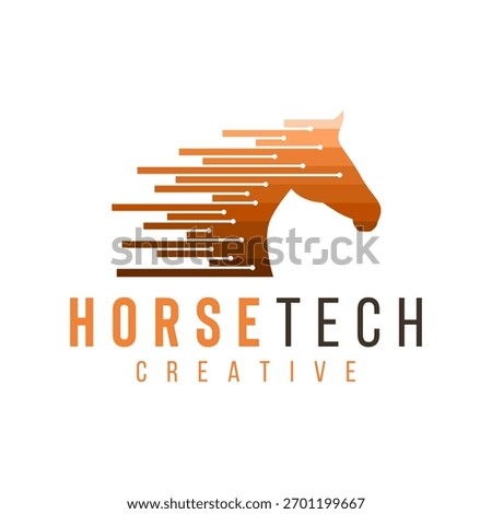 Horse Abstract Technology Linear Logo Icon Vector Illustration. Running Horse Modern Logo
