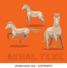Horse Akhal-Teke Cartoon Vector Illustration