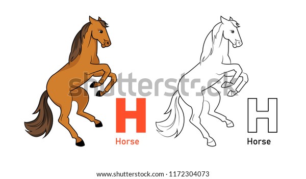 Horse Alphabet Animal Childrens Alphabet Coloring Stock Vector Royalty Free 1172304073