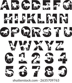 Horse Alphabet, Font with Horses, Western Horse Alphabet Letters