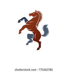 Horse ancient emblem animal element. Heraldic vector design element. Retro style label, heraldry logo.