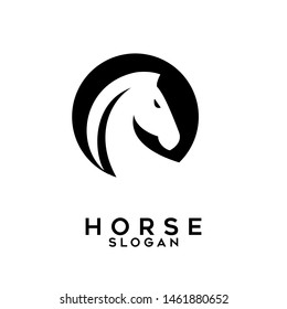 horse animal black logo icon design vector illustration