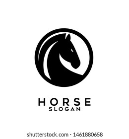 horse animal black logo icon design vector illustration