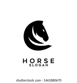 horse animal black logo icon design vector illustration