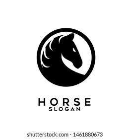 horse animal black logo icon design vector illustration