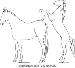 Horse animal continuous line drawing vector illustration