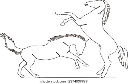 Horse animal continuous line drawing vector illustration