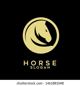 horse animal gold logo icon design vector illustration