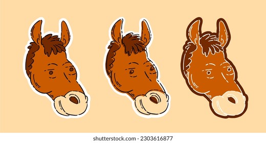 horse animal hand drawn stickers. illustration horse vector. symbol art horse stickers