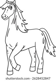 Horse Animal Isolated Coloring Page for Kids