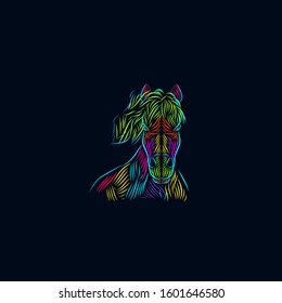 The horse animal line pop art portrait colorful logo design