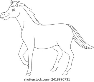 Horse animal ranch black and white vector line art illustration 