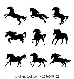 Horse Animal Silhouette Black Icon Flat Design Element Vector Illustration