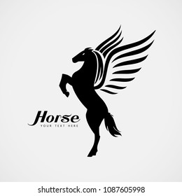 Horse Animal Silhouette Black Icon Flat Design Element Vector Illustration
