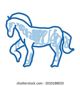 Horse Animal sketch icon vector. Hand drawn blue doodle line art Horse Animal sign. isolated symbol illustration