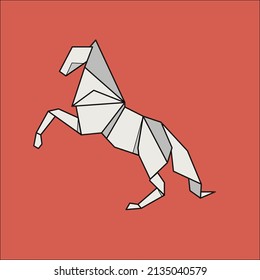 Horse animals origami flat design. illustration set. Cartoon of folding paper collection. Vector illustration.