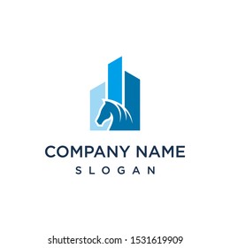 horse and apartment logo design vector