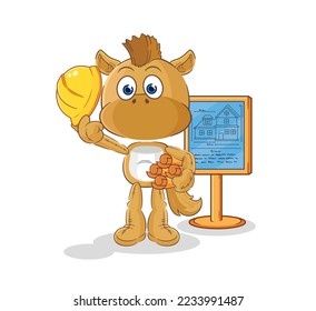 the horse Architect illustration. character vector