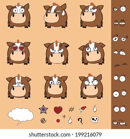 horse ball cartoon set in vector format very easy to edit
