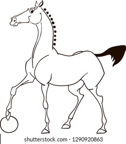 Horse with ball  vector illustration 