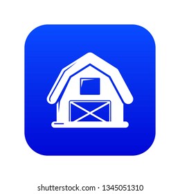 Horse barn icon blue vector isolated on white background