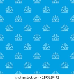 Horse barn pattern vector seamless blue repeat for any use