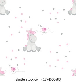 Horse and bird friends pattern