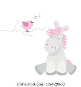 Horse and bird friends vector