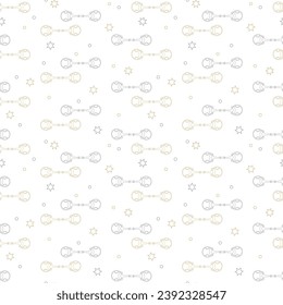 Horse bits, simple seamless pattern with geometric motifs, on white background