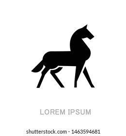  horse black logo vector. Flat design. Domestic animal. Country inhabitants concept. For farming, animal husbandry, horse sport illustrating. Agricultural species
