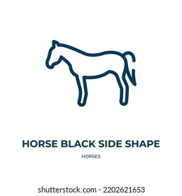 Horse black side shape icon. Linear vector illustration from horses collection. Outline horse black side shape icon vector. Thin line symbol for use on web and mobile apps, logo, print media.