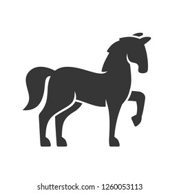 Horse Black Silhouette Icon on White Background. Vector