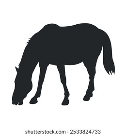 Horse black silhouette isolated on white background. Vector stock illustration.