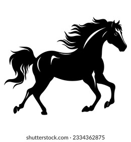 Horse black silhouette with negative space