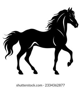 Horse black silhouette with negative space