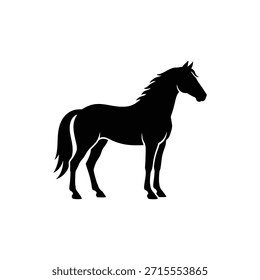Silueta de caballo negro. Simple Ilustración vectorial.