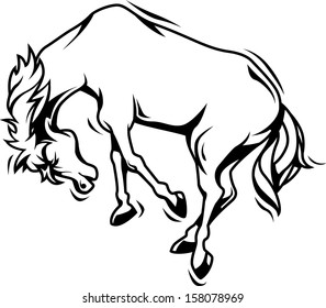 Horse black and white, illustration by vector design.