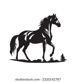 ilustración vectorial en blanco y negro de caballo