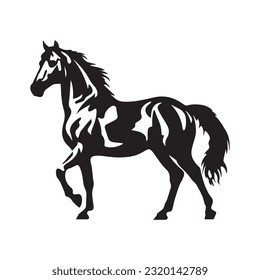 horse black and white vector illustration