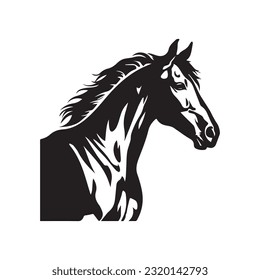 horse black and white vector illustration