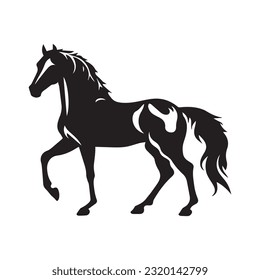 horse black and white vector illustration